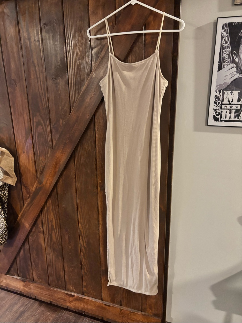 Rue21 Ribbed Beige Maxi Slip Dress